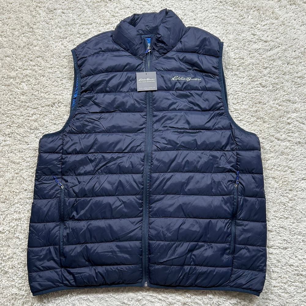 Eddie Bauer Altitude Vest XL Navy Blue Puffer Packable Full Zip New with Tags